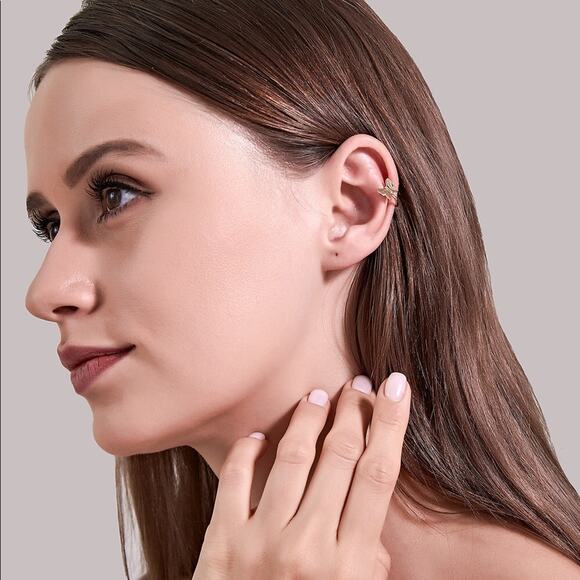 Butterfly Ear Clip Cartilage Earrings, Silver - Picture 7 of 9